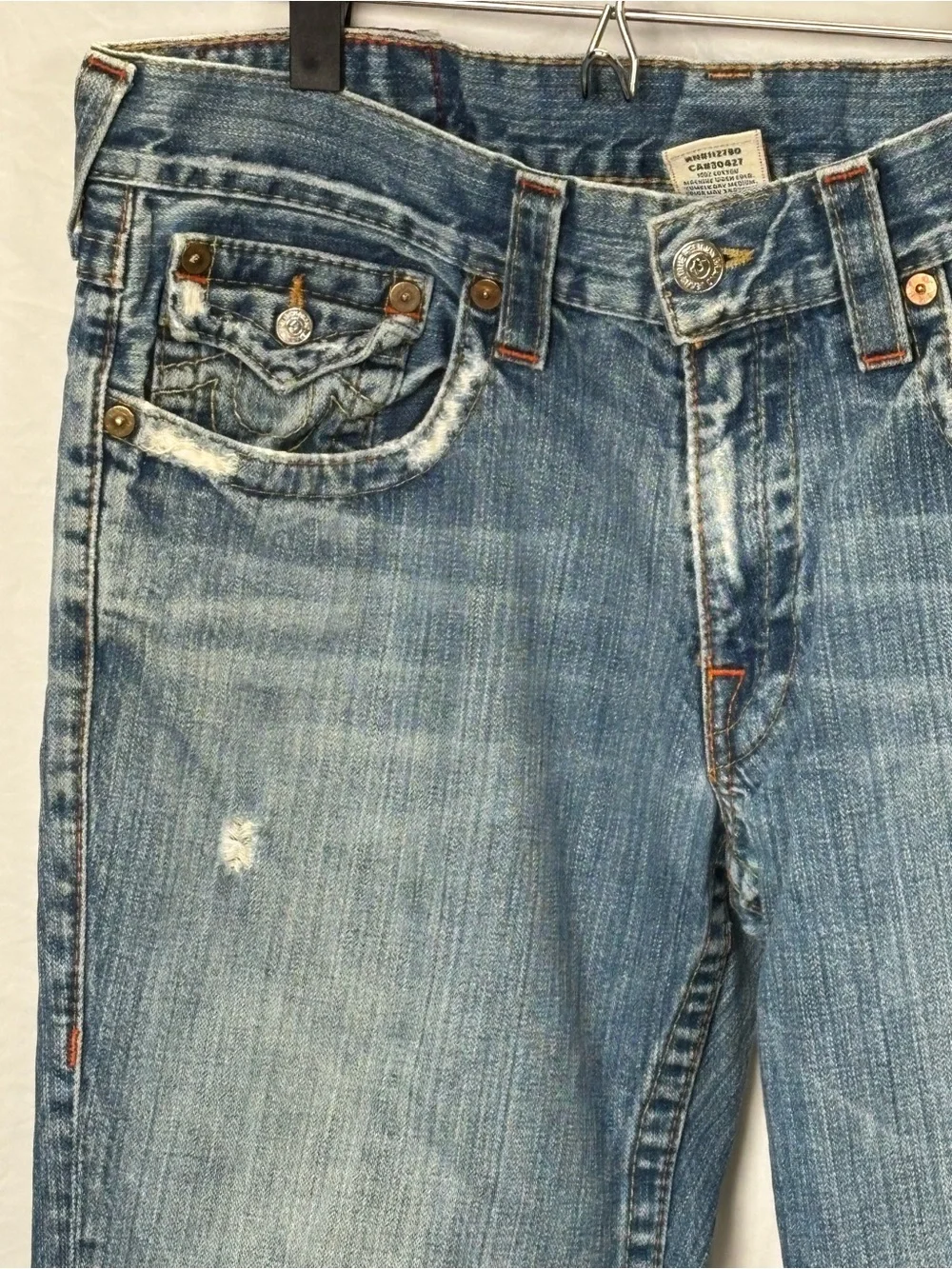 True Religion Classic Men's Joey 36 33 Blue Washed Straight-Leg Jeans